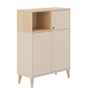 1 offenes Fach, 2 Öffnungen mit Push-to-open-Funktion, 3 Etagen MILA & BEN Paidi Beige cashmere / skandinavisches Holz