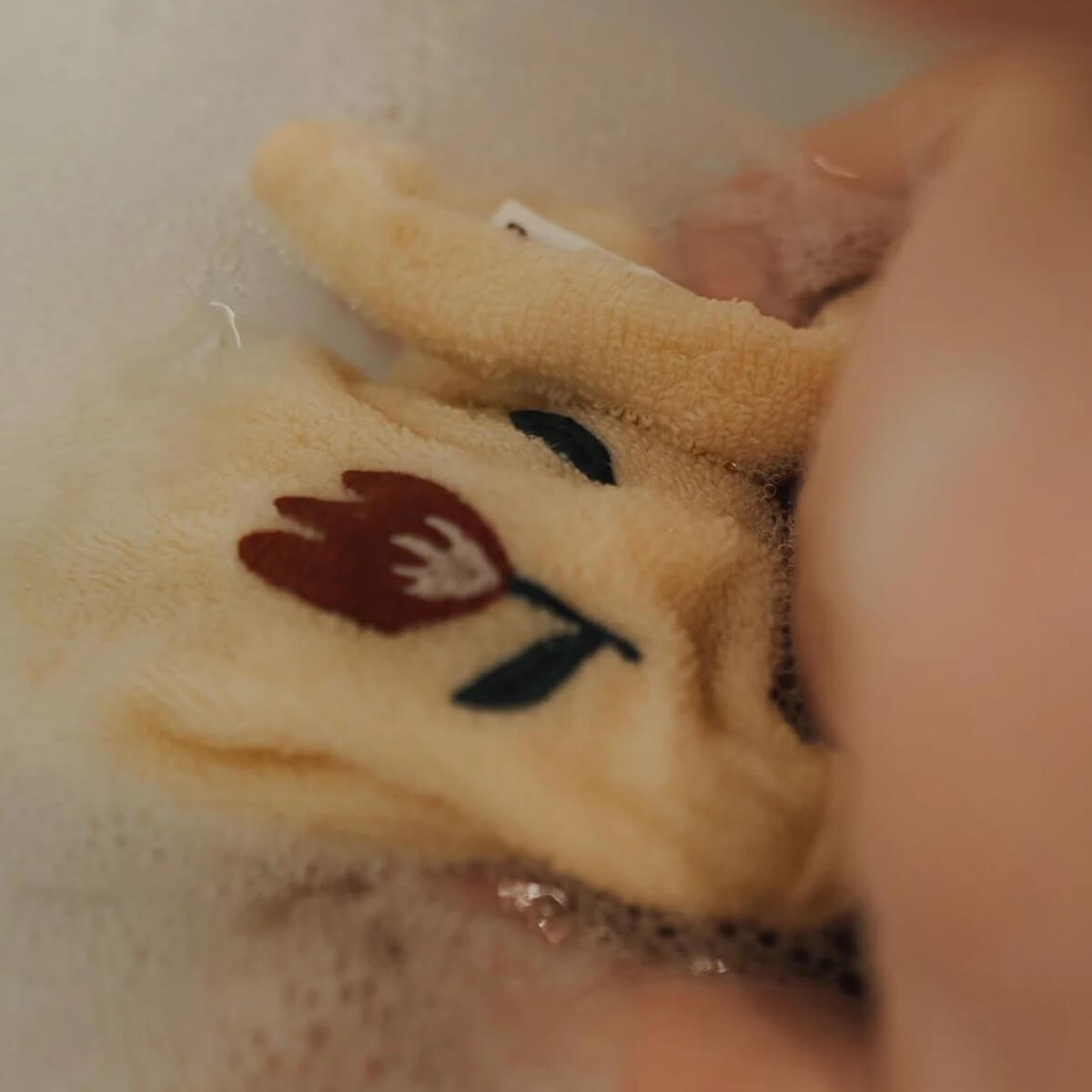 2 Waschhandschuhe 15x22cm PAW gestickt Terry Liebe April Harmonie