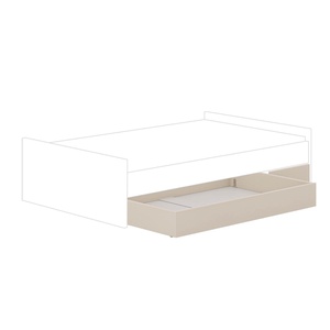 3/4-BETTSOMMER aus Kaschmir-beige, mit Rollen (für Teppich) mit Paneel für die Bettseite kreideweiß LITTLE FLO Paidi Beige cashmere