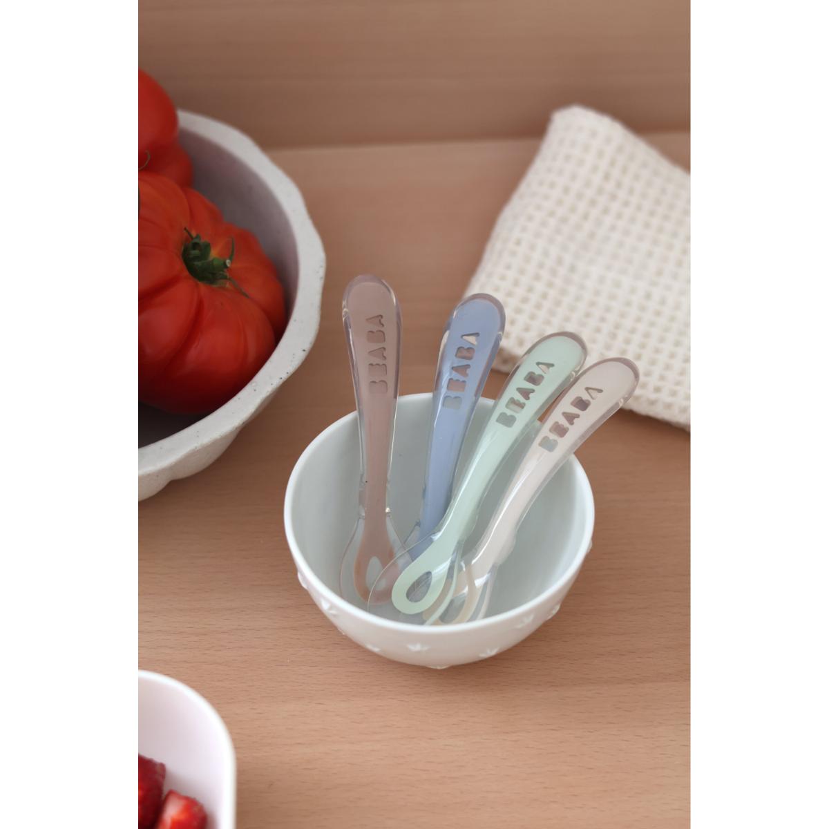 4 cuillères 2er repas silicone Beaba Natural set (pralin/argile/galet/vert de gris)