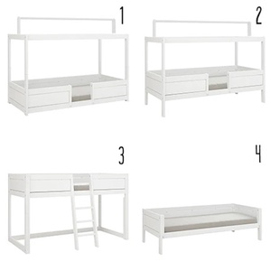 4-in-1 Bett für Stoffdach 90x200cm Lifetime Kidsrooms whitewash