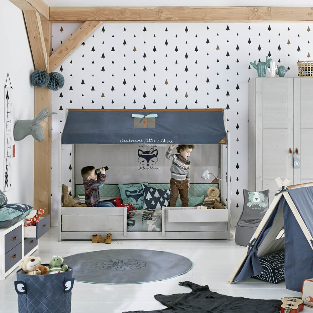 4-in-1 Bett für Stoffdach mit Deluxe Lattenrost 90x200cm Lifetime Kidsrooms weiß