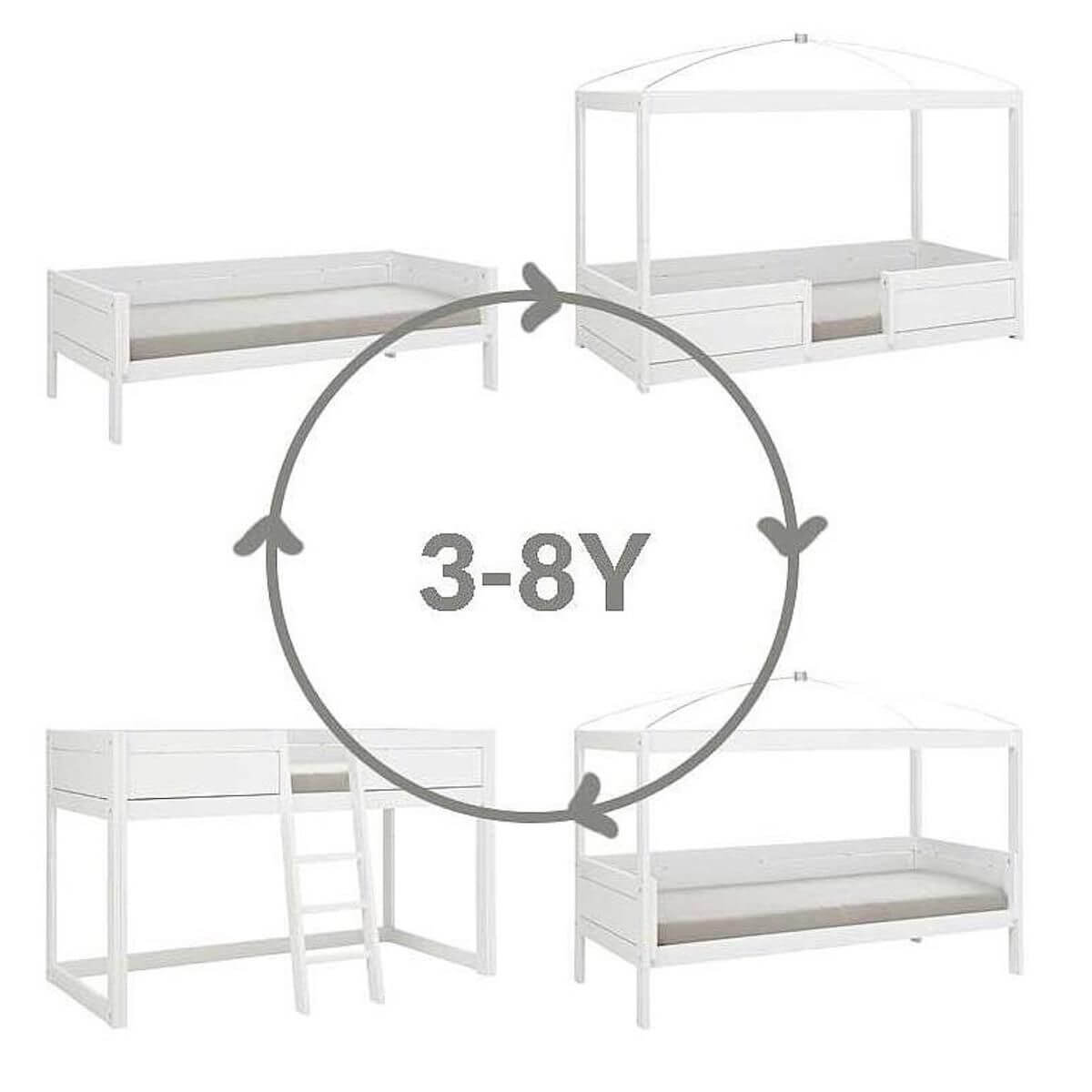 4-in-1 Bett mit Deluxe Lattenrost 90x200cm Lifetime Kidsroomsweiß