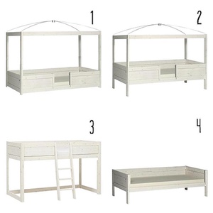 4-in-1 Himmelbett mit Deluxe Lattenrost 90x200cm Lifetime Kidsrooms whitewash