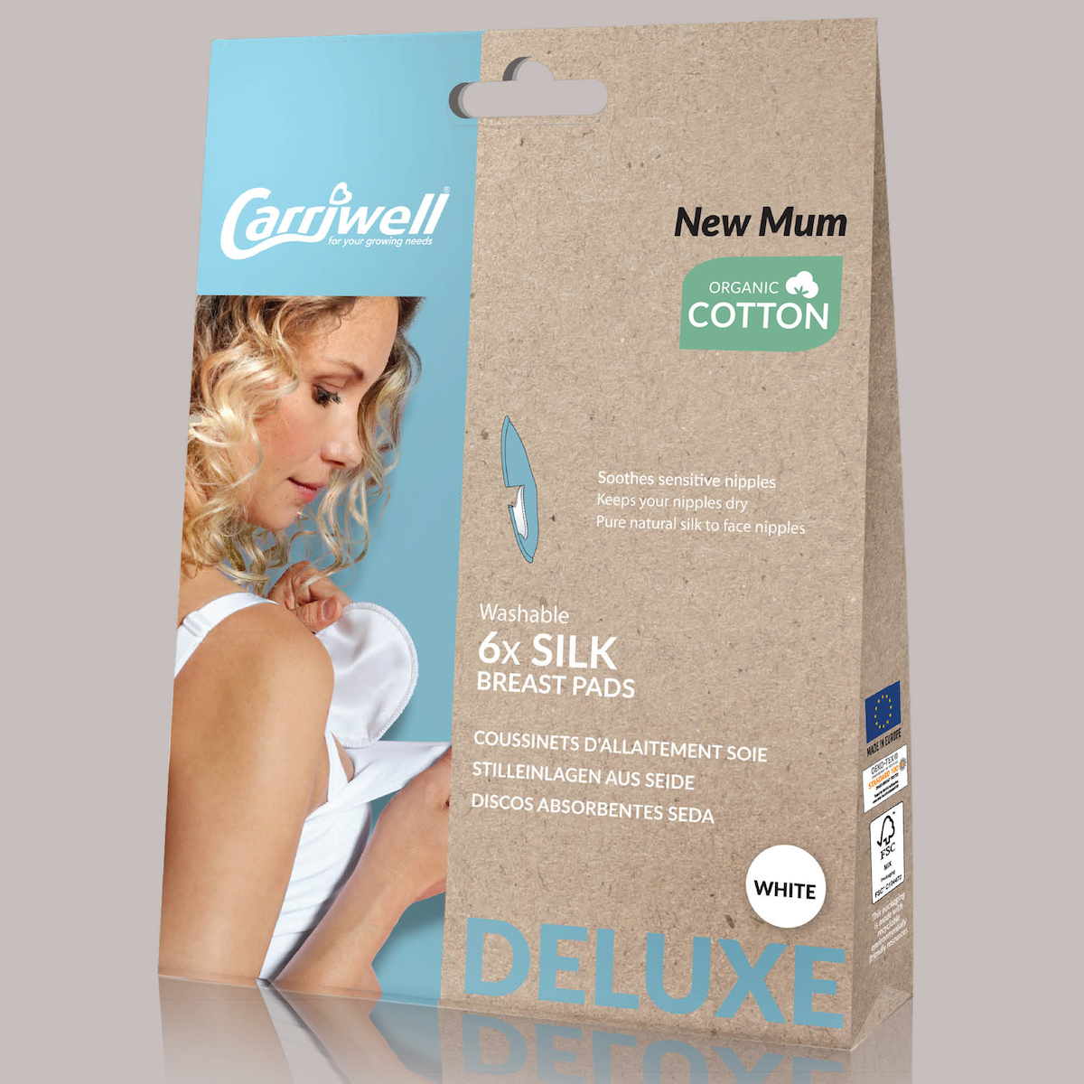 6 Stilleinlagen Naturseide Uni Carriwell Weiß