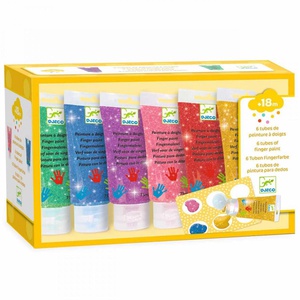 6 Tuben Fingerfarbe mit Glitzer Djeco