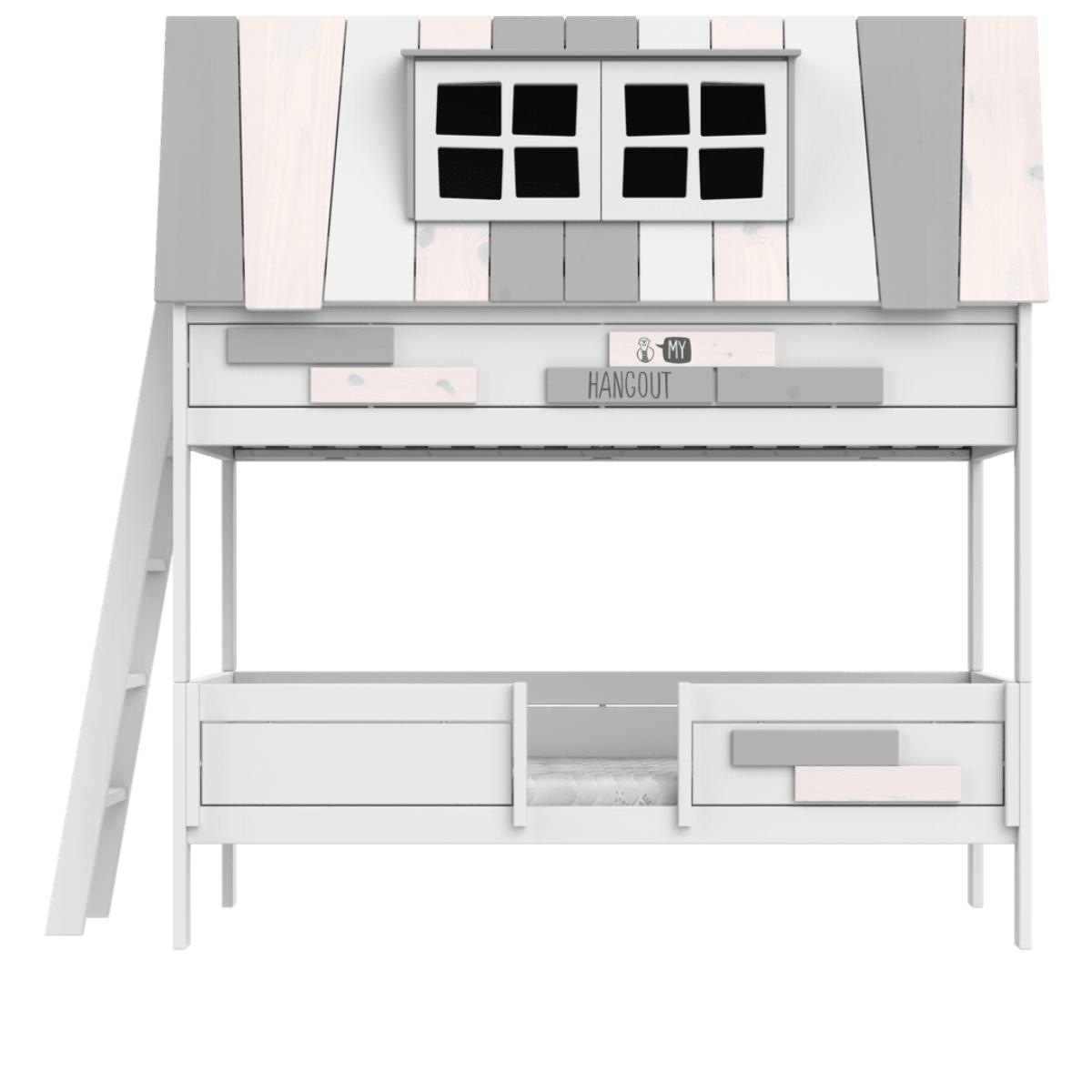 Abenteuerbett Etagenbett mit Deluxe Lattenrost 90x200cm HANGOUT Lifetime weiß