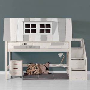 Abenteuerbett halbhoch 90x200cm Treppenmodul HANGOUT Lifetime greywash