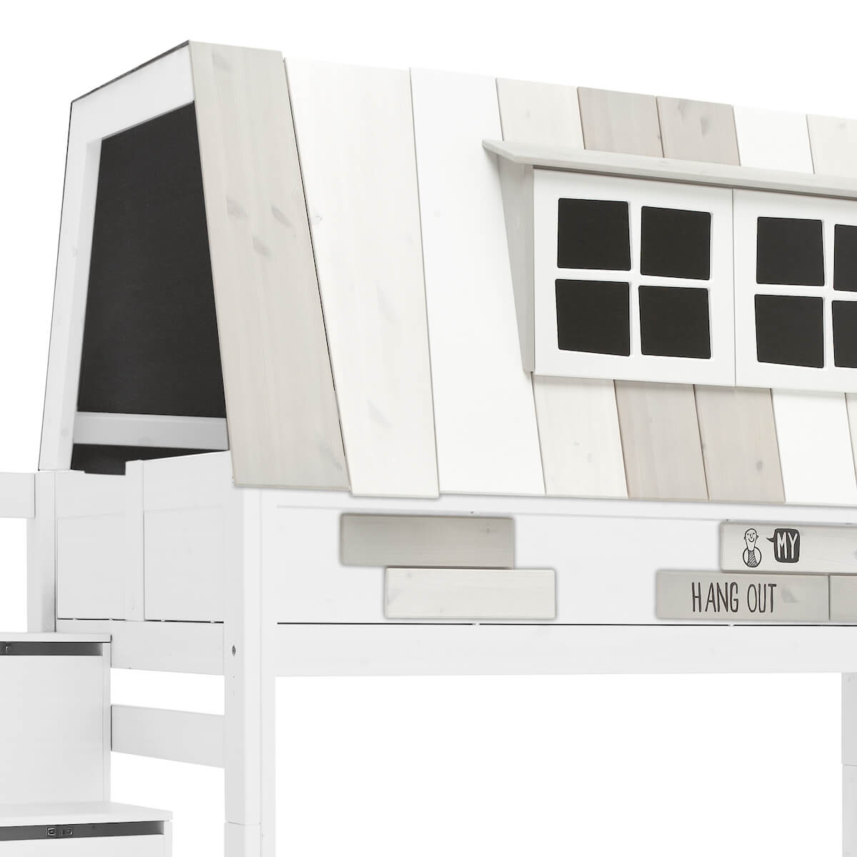 Abenteuerbett halbhoch 90x200cm Treppenmodul HANGOUT Lifetime weiß