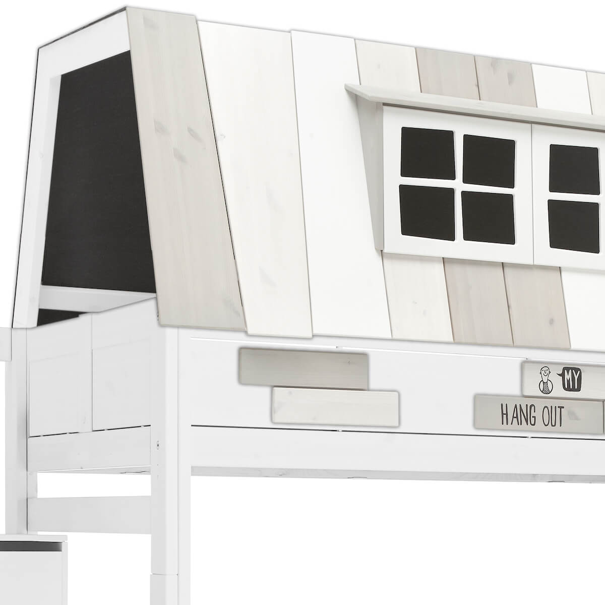 Abenteuerbett hoch 90x200cm Treppenmodul HANG OUT Lifetime weiß