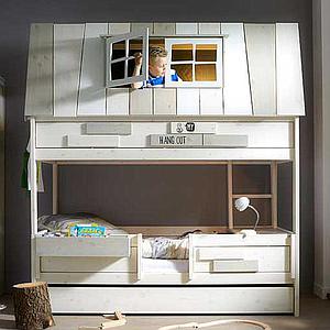 Abenteuerbett mit Deluxe Lattenrost HANGOUT Lifetime whitewash