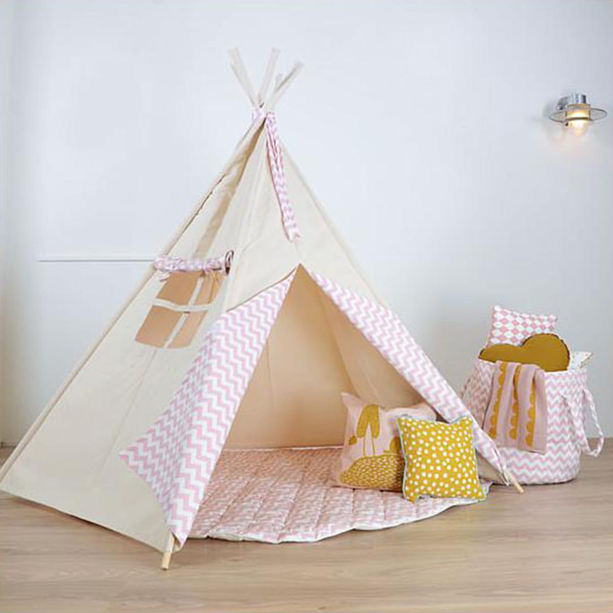 Abitare Kids Spielzeugtasche ZIG ZAG Baumwoll Rosa