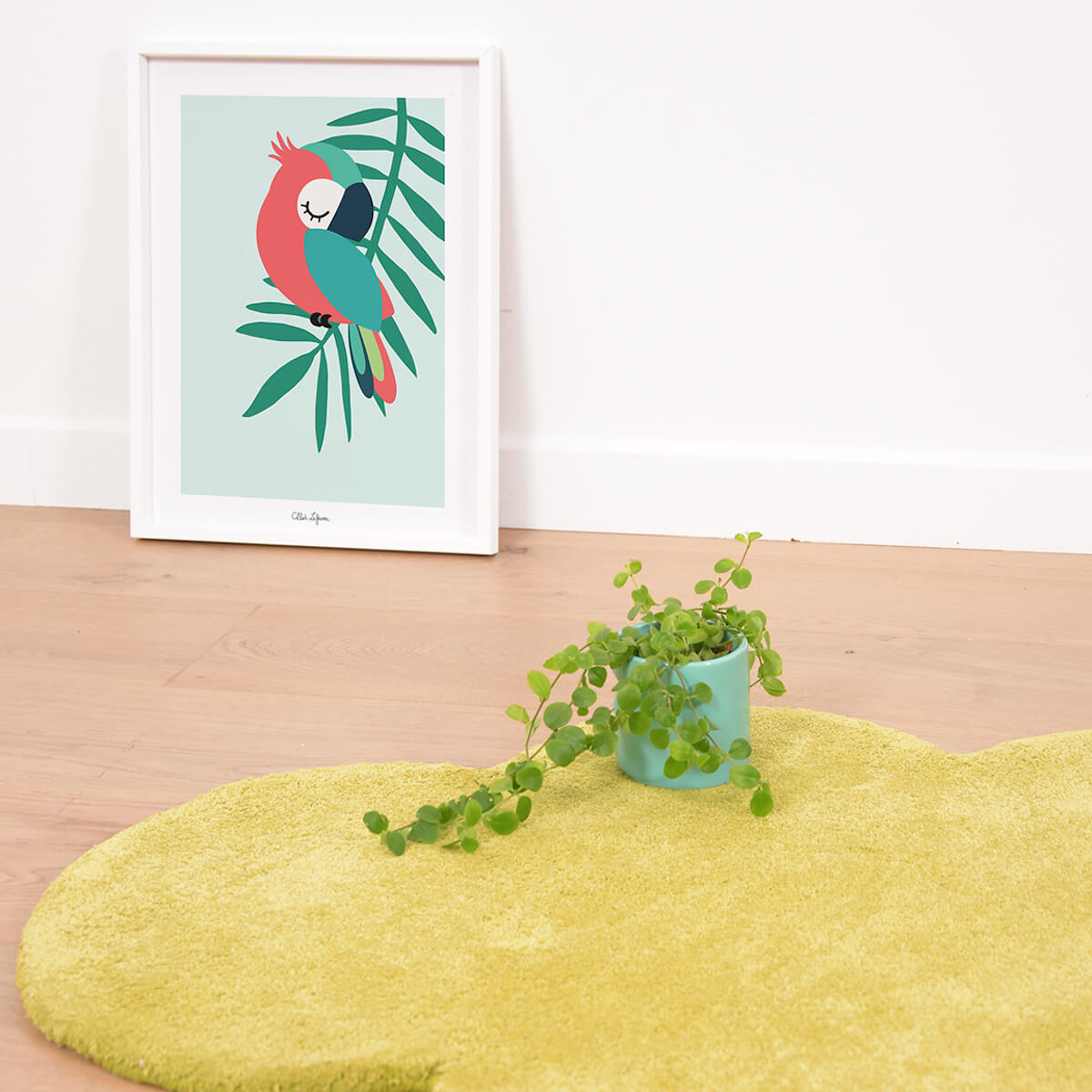 Affiche + Cadre (30X40Cm) - Tropica Perroquet Vert Lilipinso