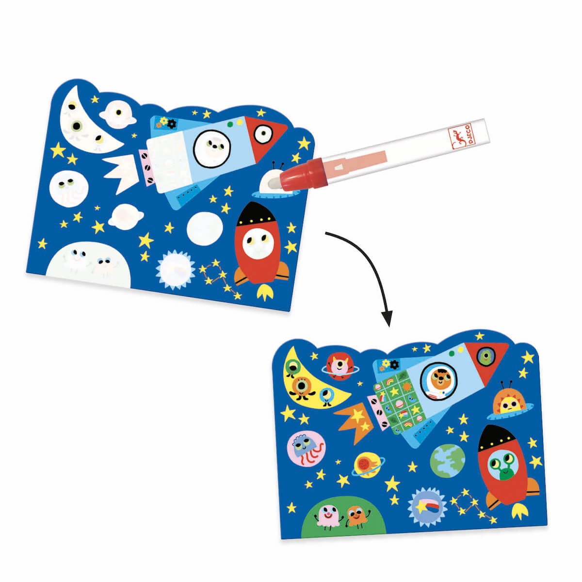 Ausmalbilder der Kleinen CACHÉ DANS LE CIEL Djeco WIP