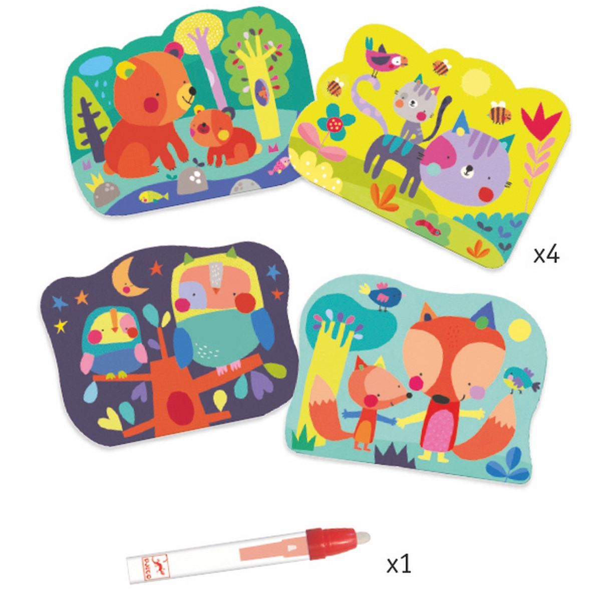 Ausmalbilder der Kleinen CACHÉ DANS LES BOIS Djeco