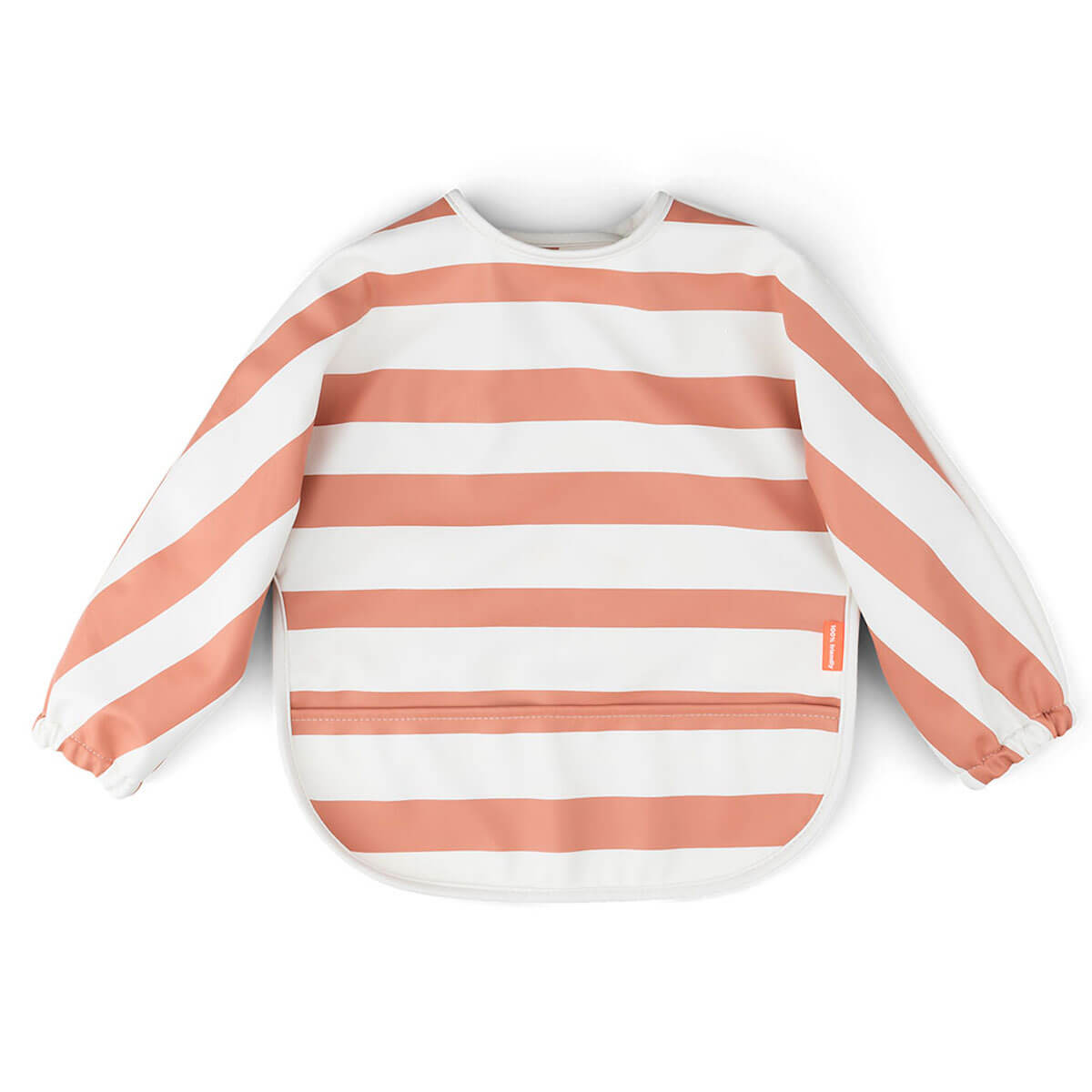 Babero con bolsillo y mangas Stripes Papaya Done by Deer
