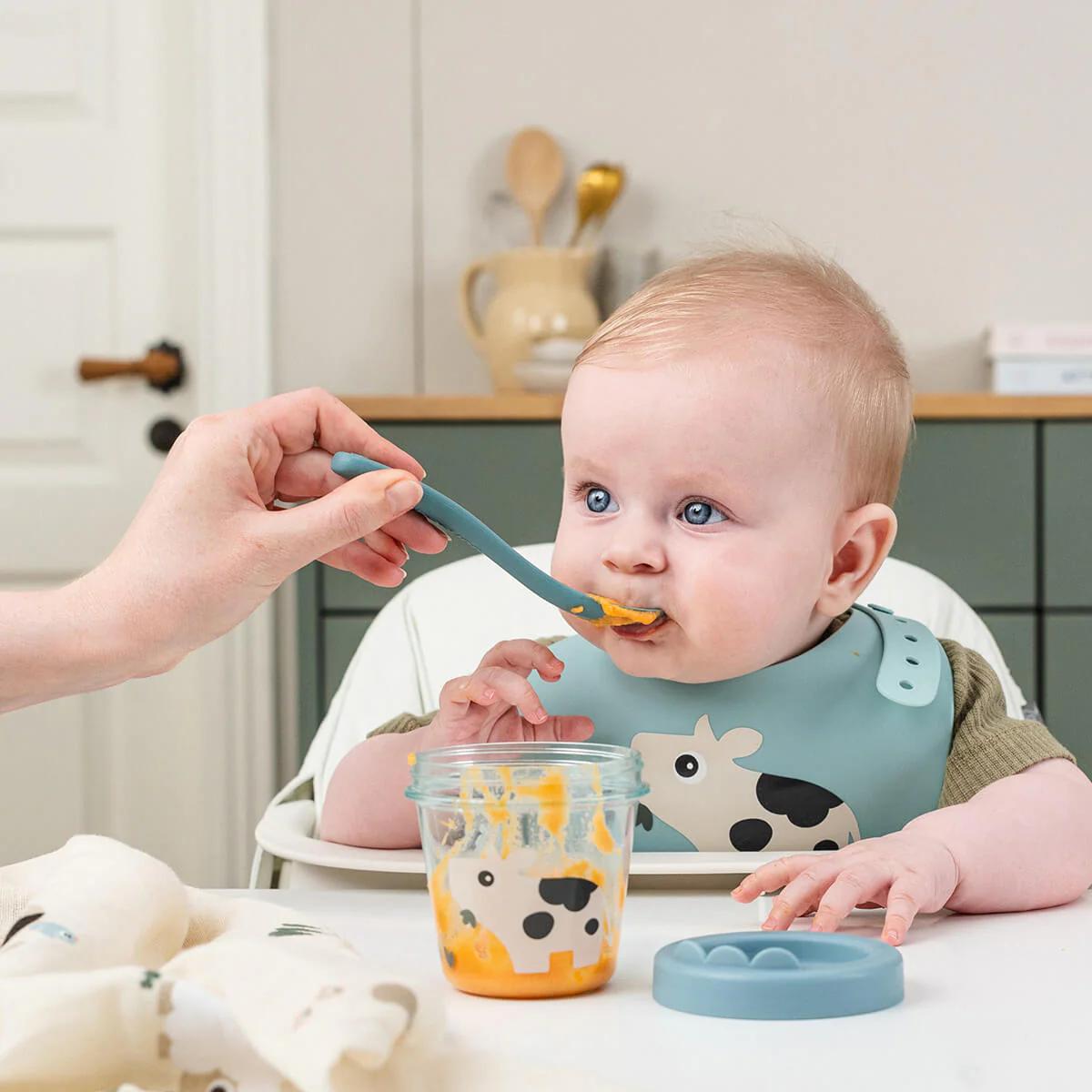 Baby food container 2-pack Tiny farm Done by deer Blue