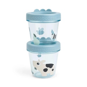 Baby food container 2-pack Tiny farm Done by deer Blue