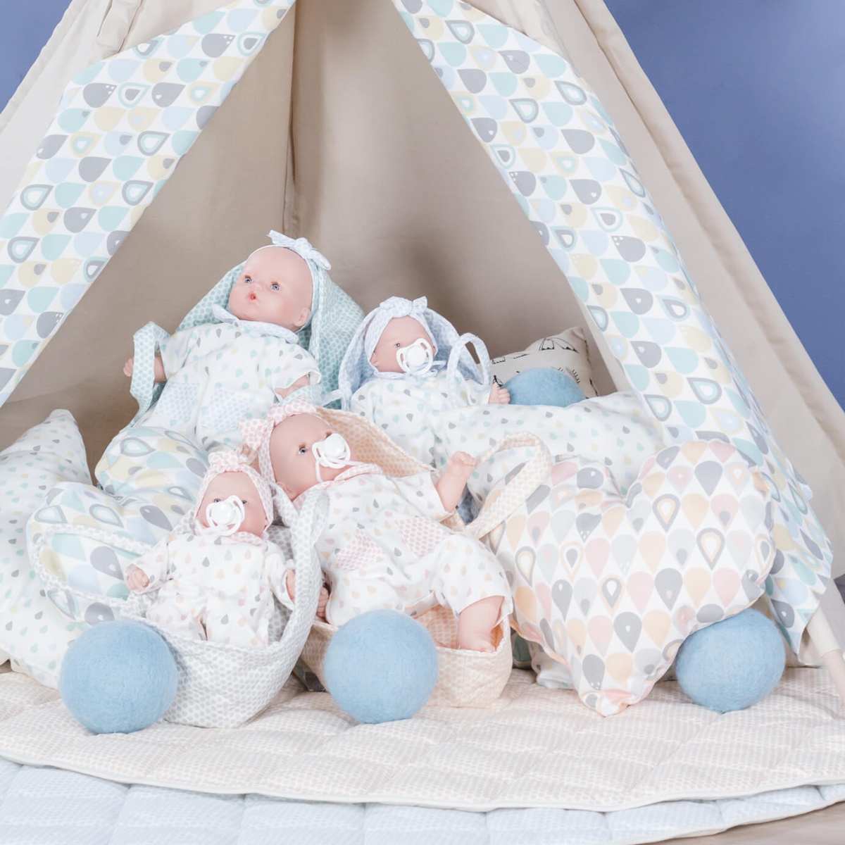 Baby Puppe 26cm NINS TROPFEN Abitare Kids Rosa-Gelb