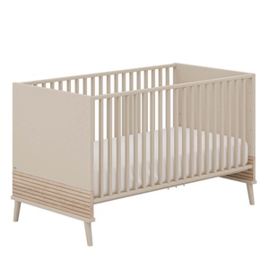 Babybett 70 x 140 cm, mit 3 Schlupfsprossen, AIRWELL Comfort Federkernrahmen, 4-fach höhenverstellbar EEFJE Paidi Beige cashmere / eiche