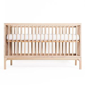 Babybett KERA in Esche mit Aufsatz Round-Sockelfuß Bevel