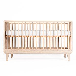 Babybett KERA in Esche mit Aufsatz Round-Sockelfuß Retro