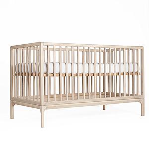 Babybett KERA in Esche mit Aufsatz Straight-Sockelfuß Bevel