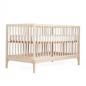 Babybett KERA in Esche mit Aufsatz Straight-Sockelfuß Curve