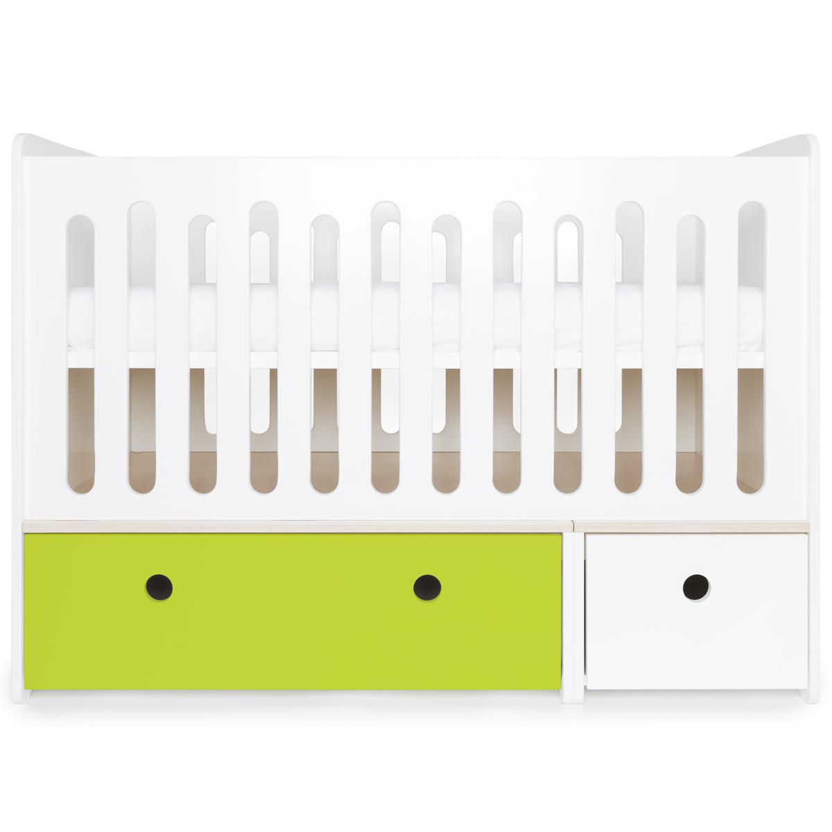 Babybett mitwachsend 70x140cm COLORFLEX lime-white 