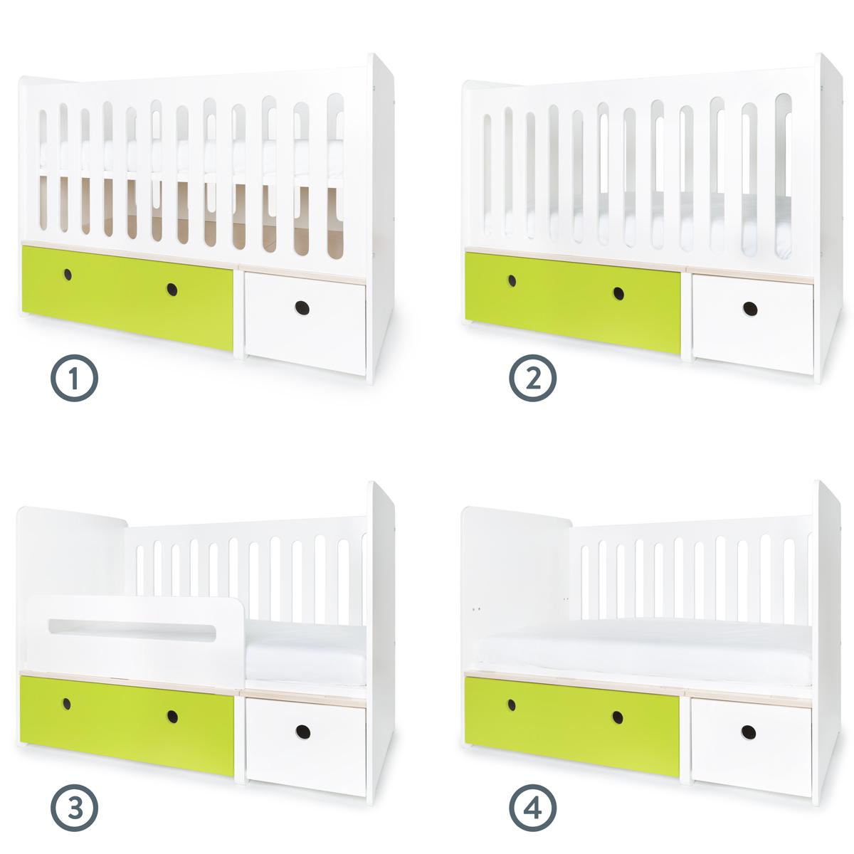 Babybett mitwachsend 70x140cm COLORFLEX lime-white 