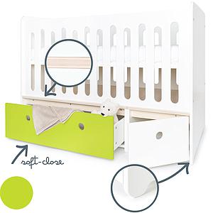 Babybett mitwachsend 70x140cm COLORFLEX lime-white 