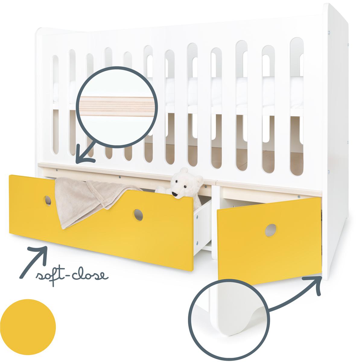 Babybett mitwachsend 70x140cm COLORFLEX nectar yellow 