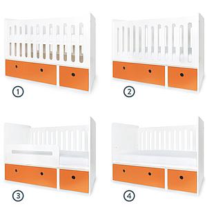 Babybett mitwachsend 70x140cm COLORFLEX pure orange