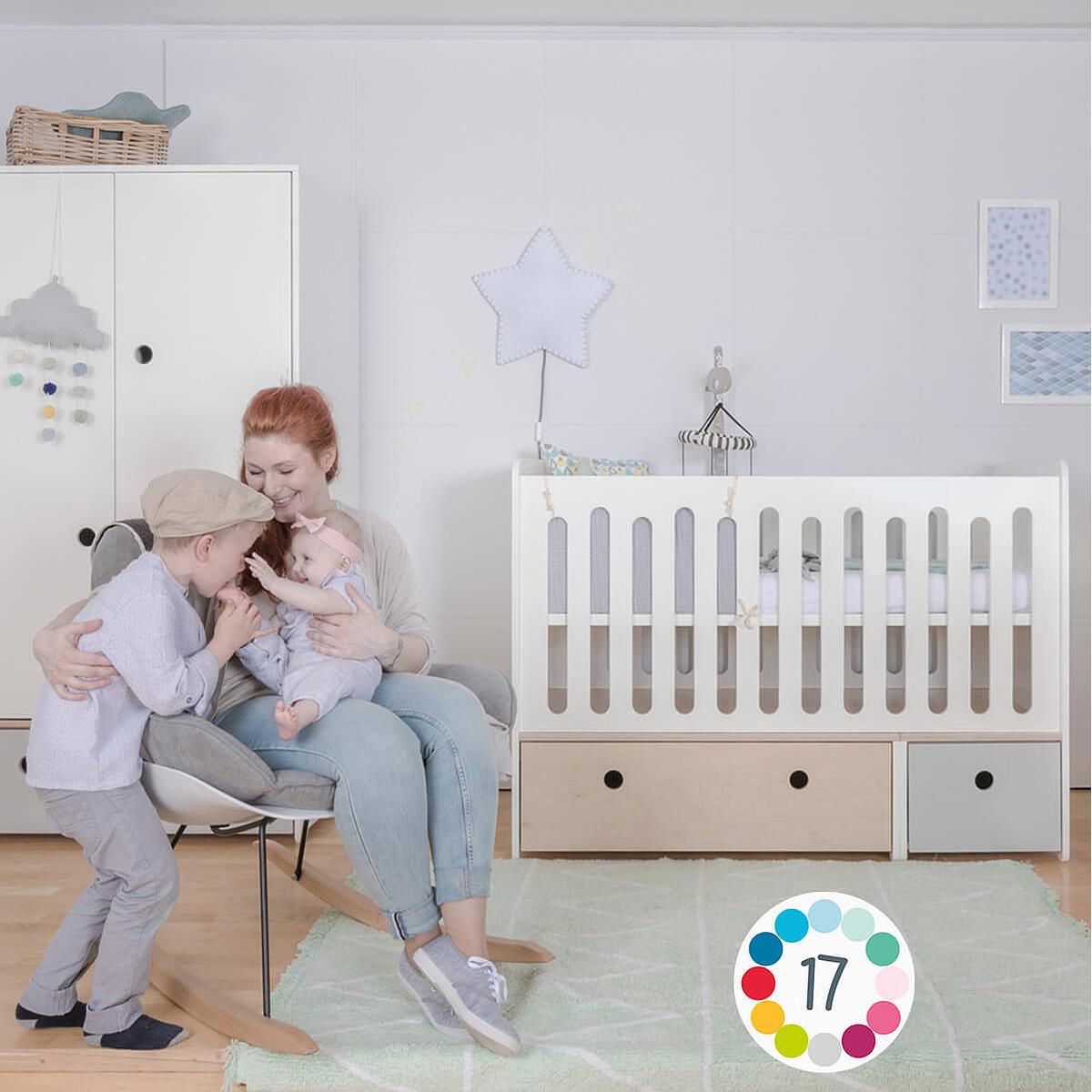 Babybett mitwachsend 70x140cm COLORFLEX sea foam