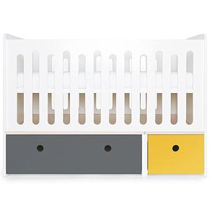 Babybett mitwachsend 70x140cm COLORFLEX space grey-nectar yellow