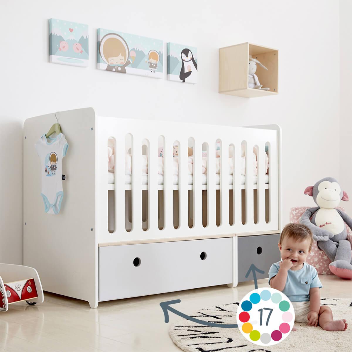 Babybett mitwachsend 70x140cm COLORFLEX space grey 