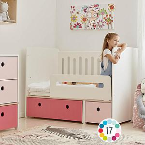 Babybett mitwachsend 70x140cm COLORFLEX sweet pink-mint