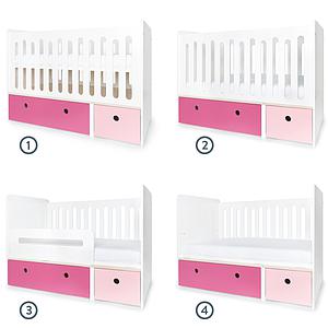 Babybett mitwachsend 70x140cm COLORFLEX sweet pink-pink