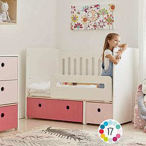 Babybett mitwachsend 70x140cm COLORFLEX sweet pink-pink