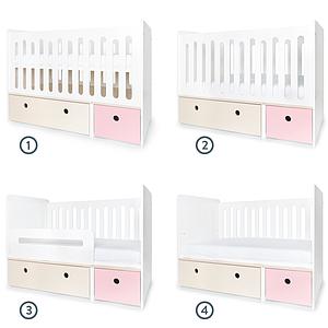 Babybett mitwachsend 70x140cm COLORFLEX sweet pink-white wash