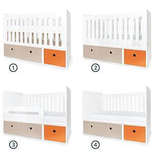 Babybett mitwachsend 70x140cm COLORFLEX warm grey-pure orange