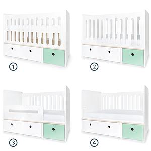 Babybett mitwachsend 70x140cm COLORFLEX white-mint 