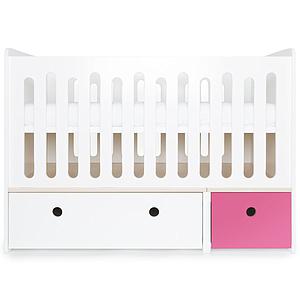 Babybett mitwachsend 70x140cm COLORFLEX white-pink