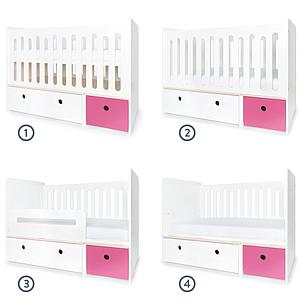Babybett mitwachsend 70x140cm COLORFLEX white-pink