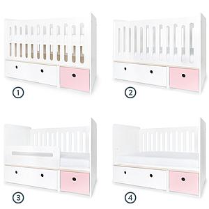 Babybett mitwachsend 70x140cm COLORFLEX white-sweet pink