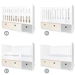 Babybett mitwachsend 70x140cm COLORFLEX white wash-pearl grey