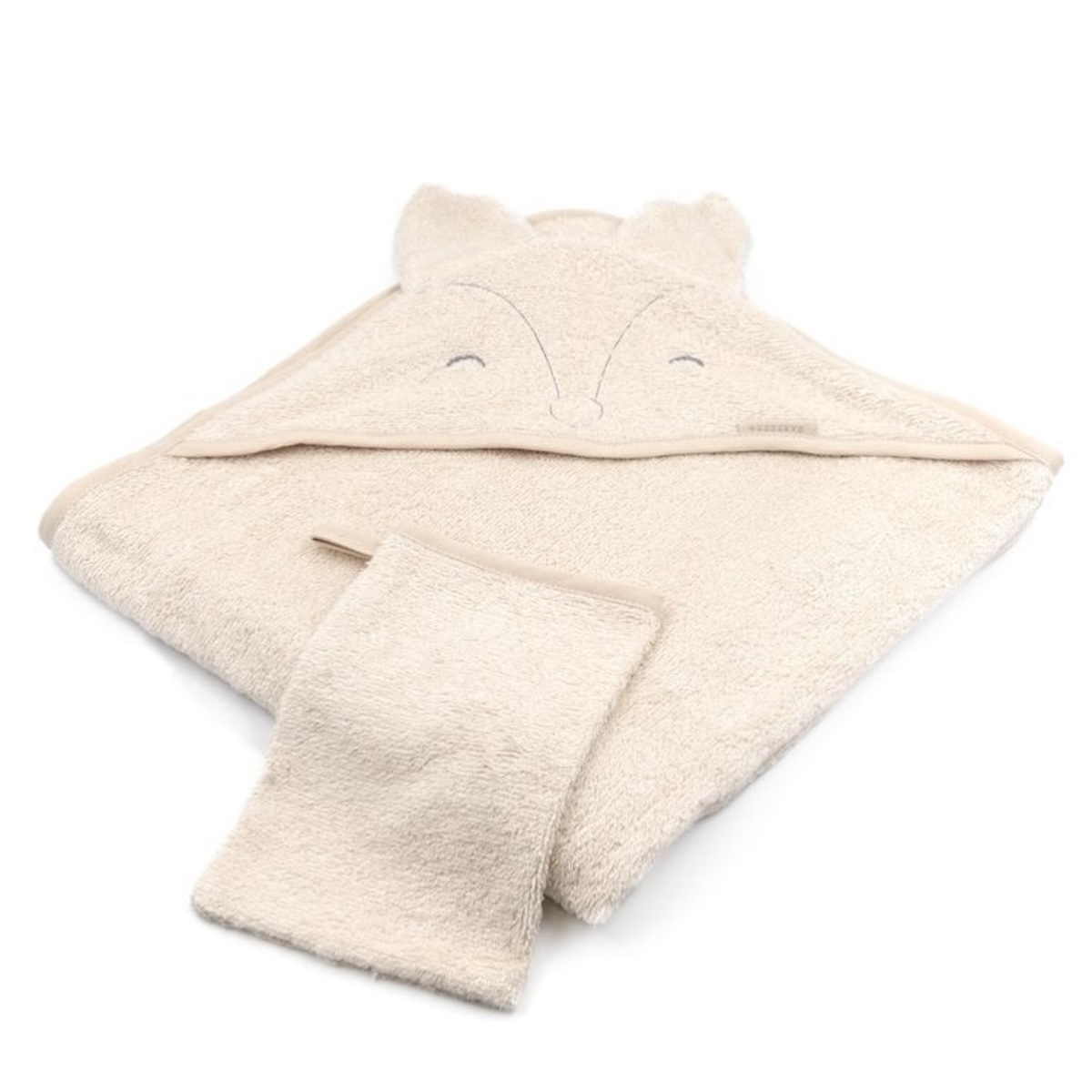 Badeumhang FOX + Waschhandschuhe 75x75cm Bamboom almond