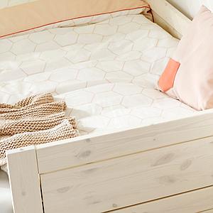 Basisbett 90x200cm + Deluxe Lattenrost Lifetime whitewash