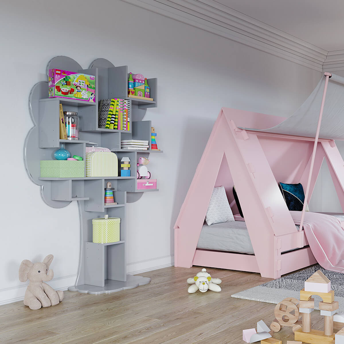 Baum-Bibliothek LOUANE Mathy von Bols perlgrau