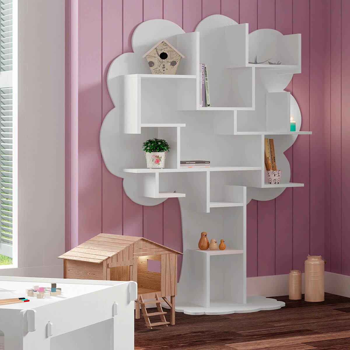 Baum-Bibliothek LOUANE Mathy von Bols perlgrau